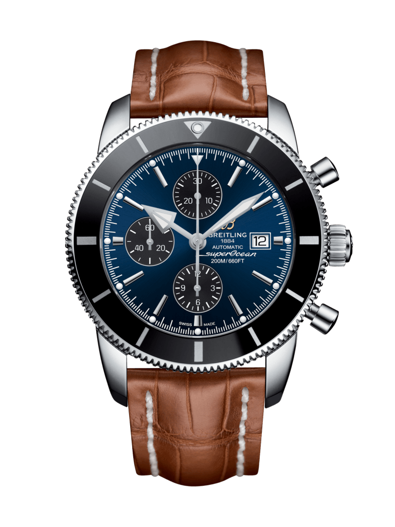 Breitling A1331212/C968/754P/A20BA.1 : Superocean Heritage II 46 Chronograph Stainless Steel / Black / Blue / Croco / Pin
