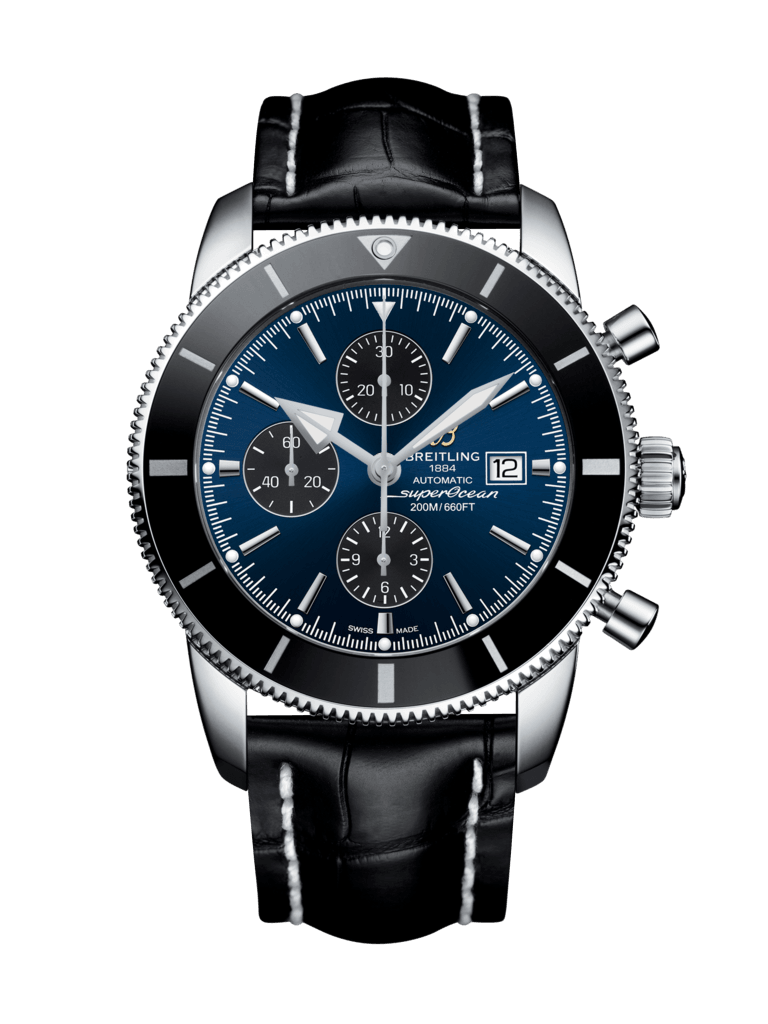 Breitling A1331212/C968/761P/A20D.1 : Superocean Heritage II 46 Chronograph Stainless Steel / Black / Blue / Croco / Folding