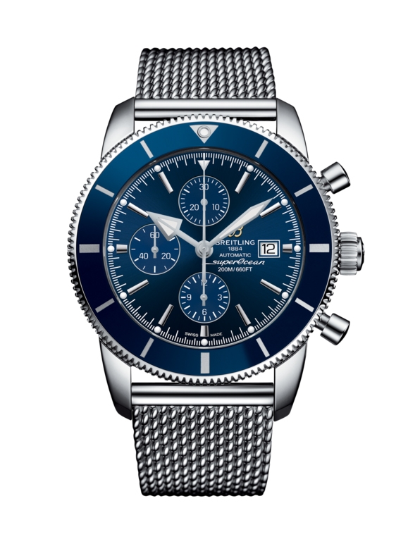 Breitling A13312161C1A1 : Superocean Heritage II 46 Chronograph Stainless Steel / Blue / Blue /  Milanese