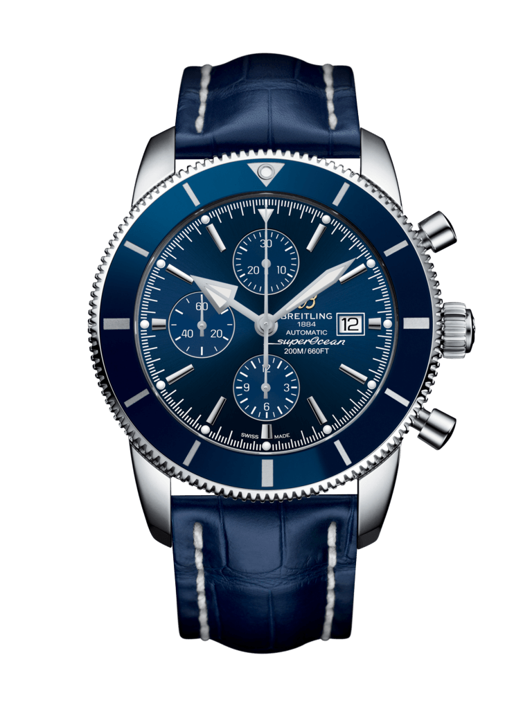 Breitling  A1331216/C963/747P/A20D.1 : Superocean Heritage II 46 Chronograph Stainless Steel / Blue / Blue /  Croco / Folding