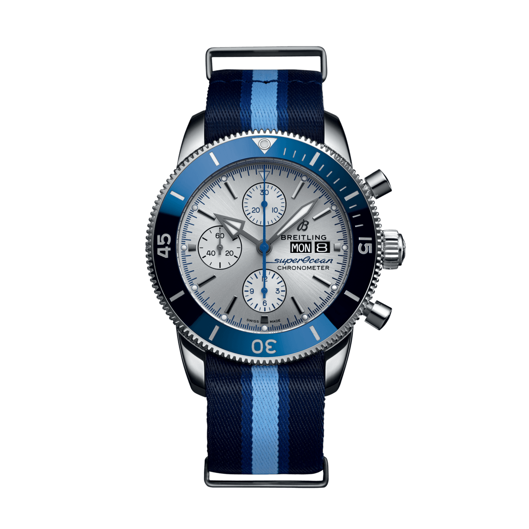 Breitling A133131A1G1W1 : Superocean Heritage II Chronograph 44 Stainless Steel / Silver / NATO / Ocean Conservancy