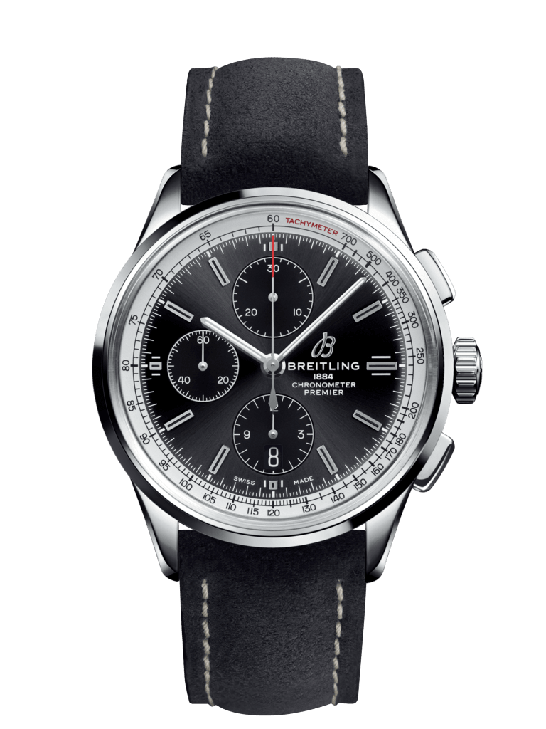 Breitling A13315351B1X1 : Premier Chronograph 42 Stainless Steel / Black / Nubuck Black / Folding