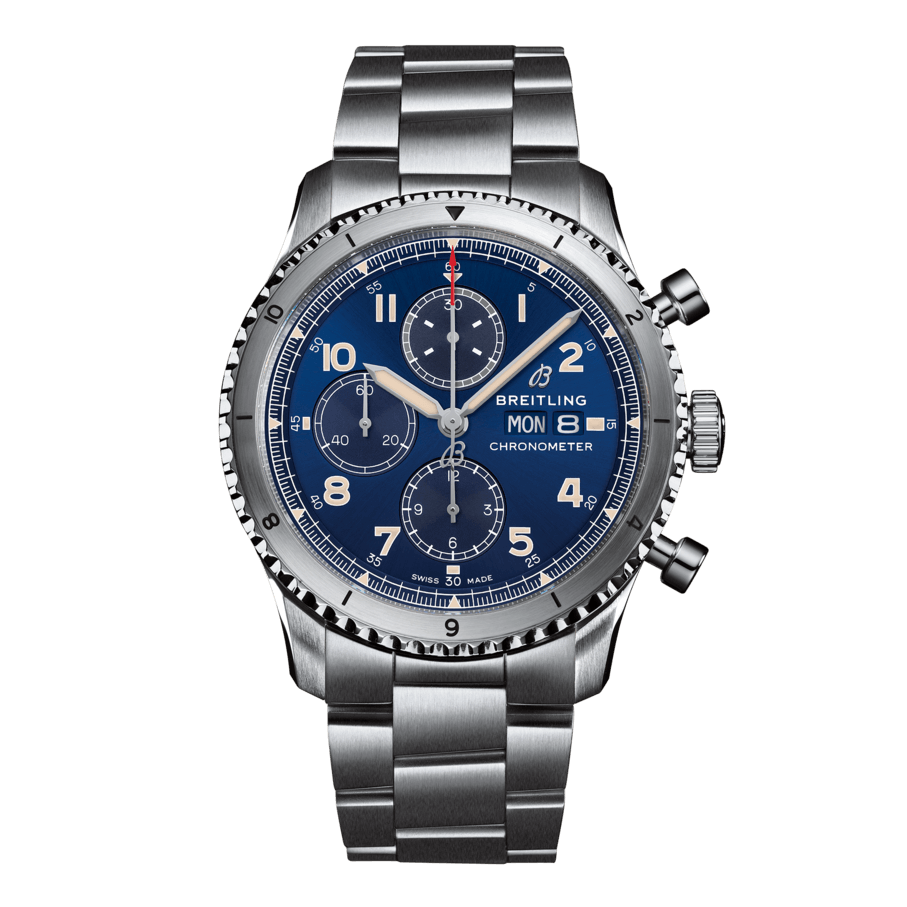 Breitling A13316101C1A1 : Aviator 8 Chronograph 43 Stainless Steel / Blue / Bracelet
