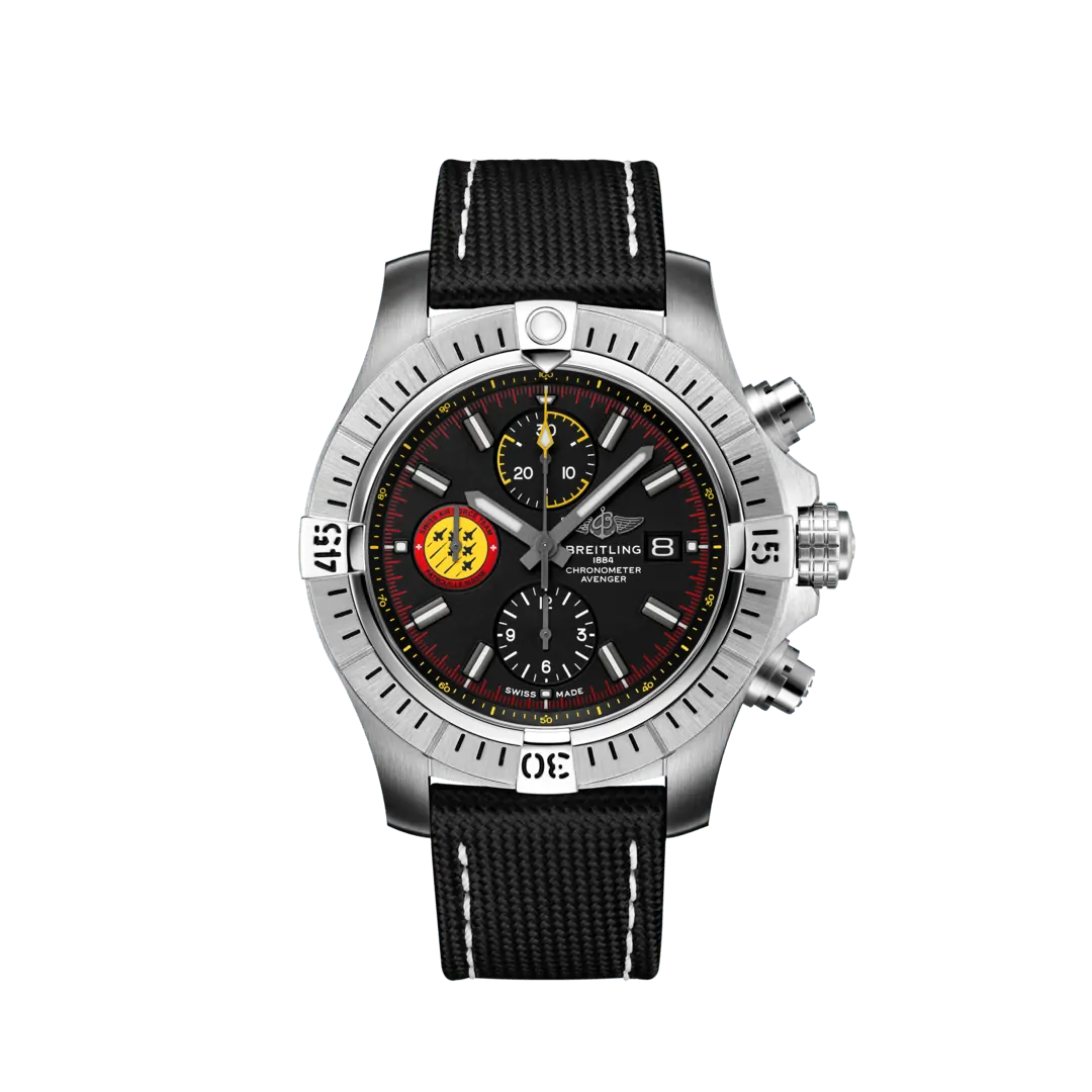 Breitling A133171A1B1X1 : Avenger Chronograph 45 Stainless Steel / Black / Military / Pin / Swiss Air Force Limited Edition