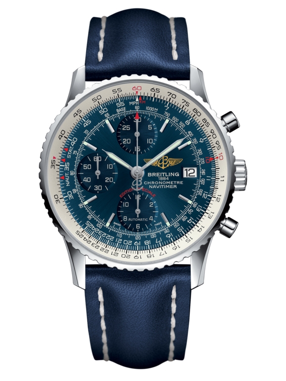 Breitling A1332412.C942.105X : Navitimer Heritage Stainless Steel / Aurora Blue / Calf