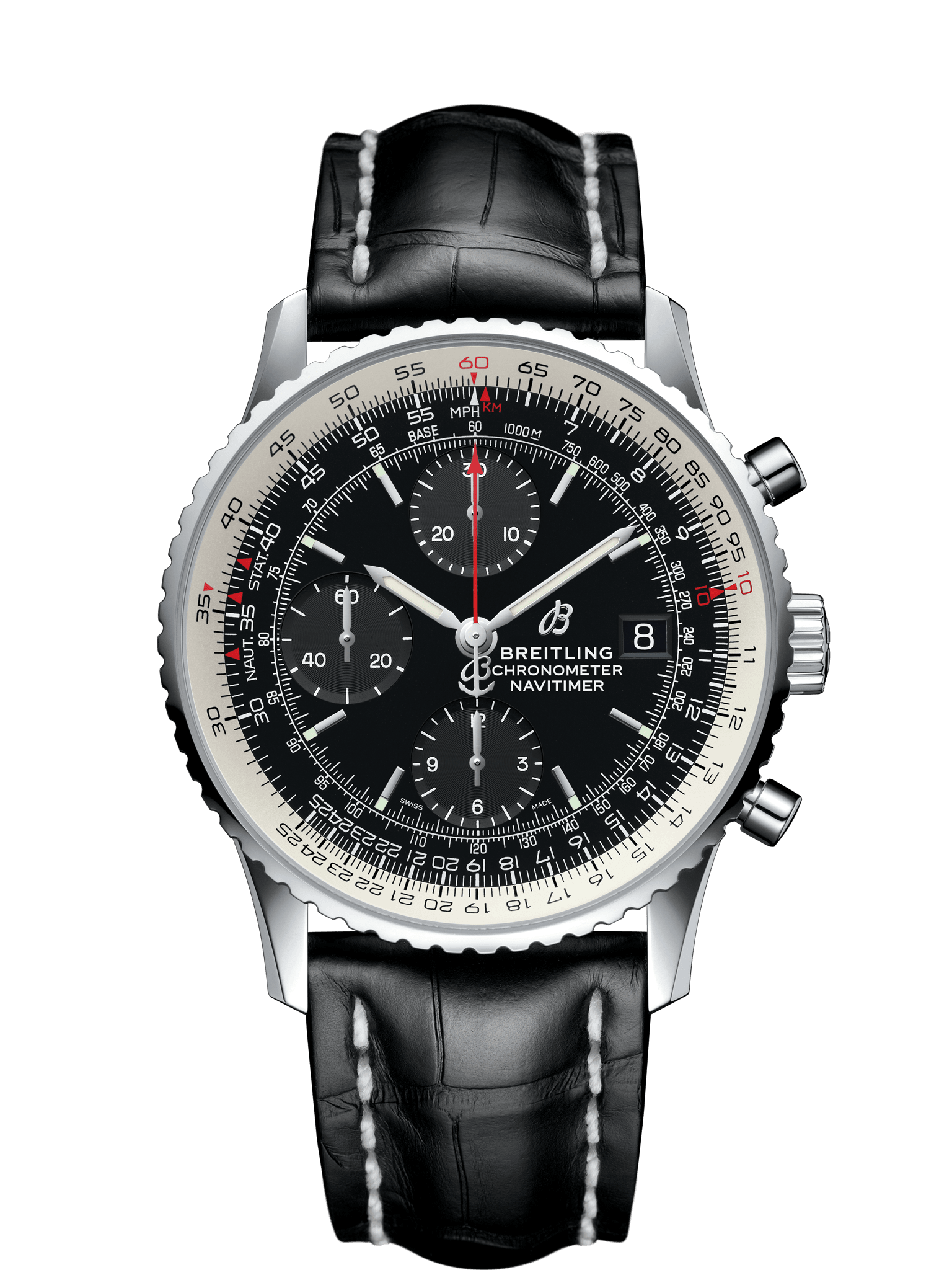 Breitling A13324121B1P1 : Navitimer 1 Chronograph 41 Stainless Steel / Black / Black Croco / Pin