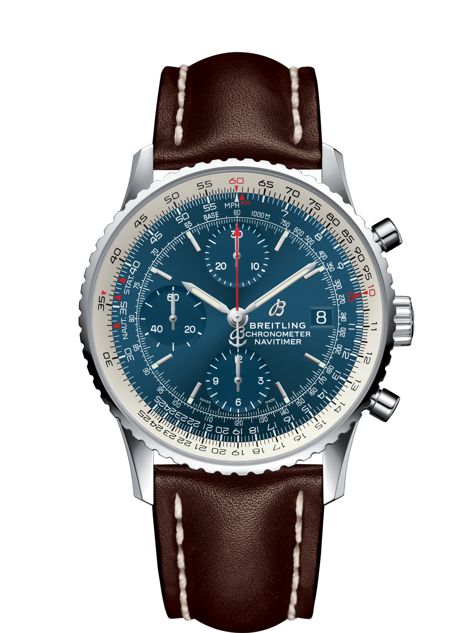 Breitling A1332412/CA02/437X : Navitimer 1 Chronograph 41 Stainless Steel / Blue / Calf / Pin