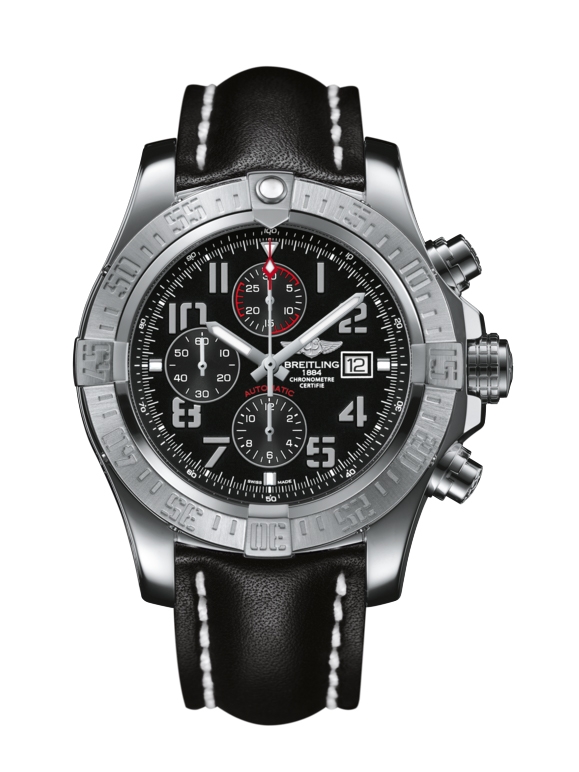 Breitling A1337111/BC28/441X/A20BA.1 : Super Avenger II Stainless Steel / Volcano Black / Calf / Pin