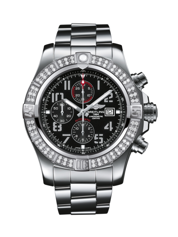 Breitling A1337153.BC28/168A : Super Avenger II Stainless Steel / Diamond / Volcano Black / Bracelet