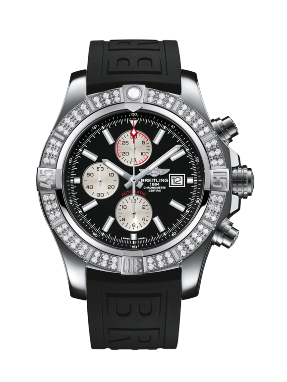 Breitling A1337153/BC29/154S : Super Avenger II Stainless Steel / Diamond / Volcano Black / Rubber / Folding