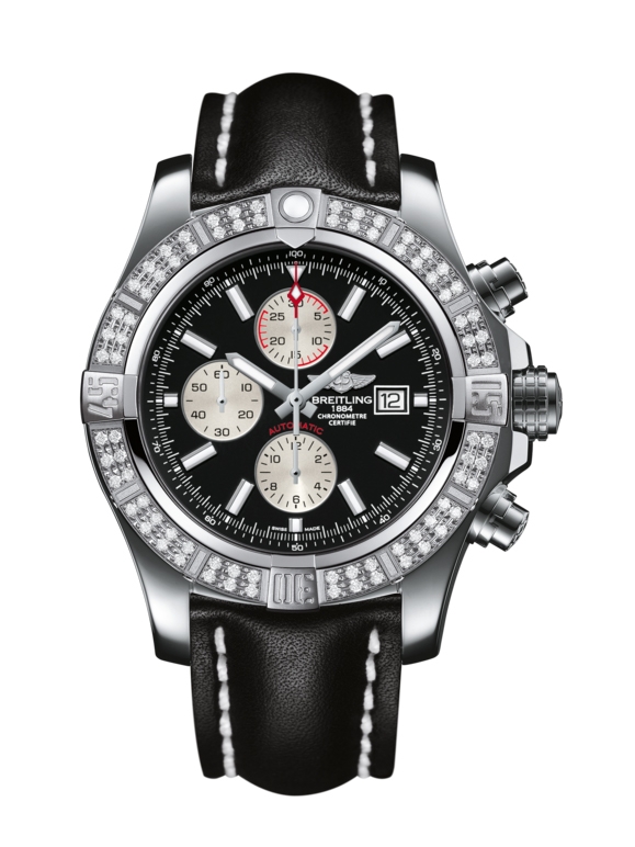 Breitling A1337153/BC29/441X/A20BA.1 : Super Avenger II Stainless Steel / Diamond / Volcano Black / Calf / Pin