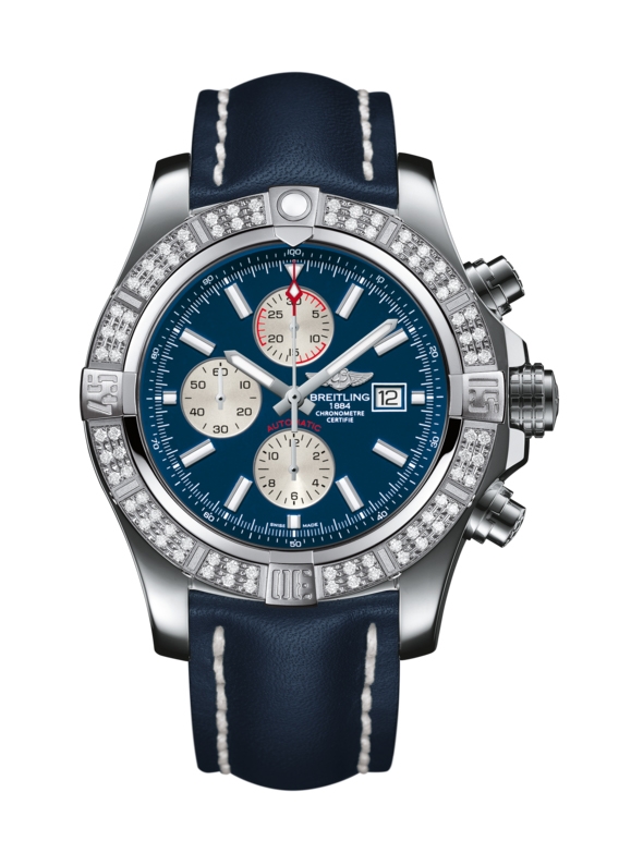 Breitling A1337153/C871/101X/A20BA.1 : Super Avenger II Stainless Steel / Diamond / Mariner Blue / Calf / Pin