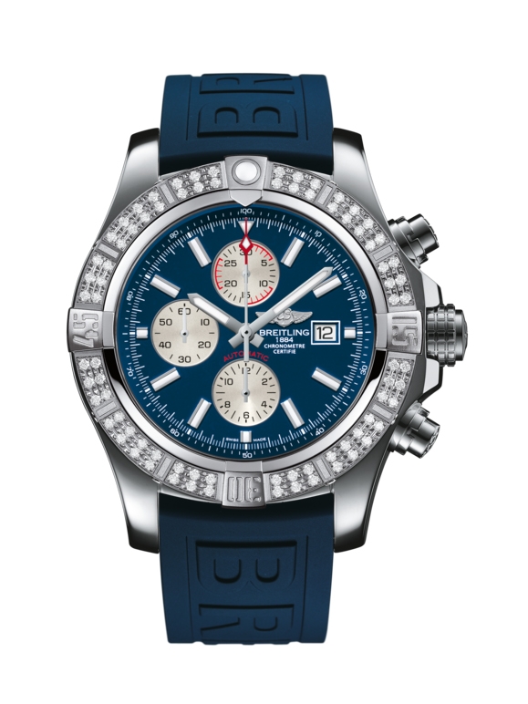 Breitling A1337153/C871/159S/A20S.1 : Super Avenger II Stainless Steel / Diamond / Mariner Blue / Rubber / Pin