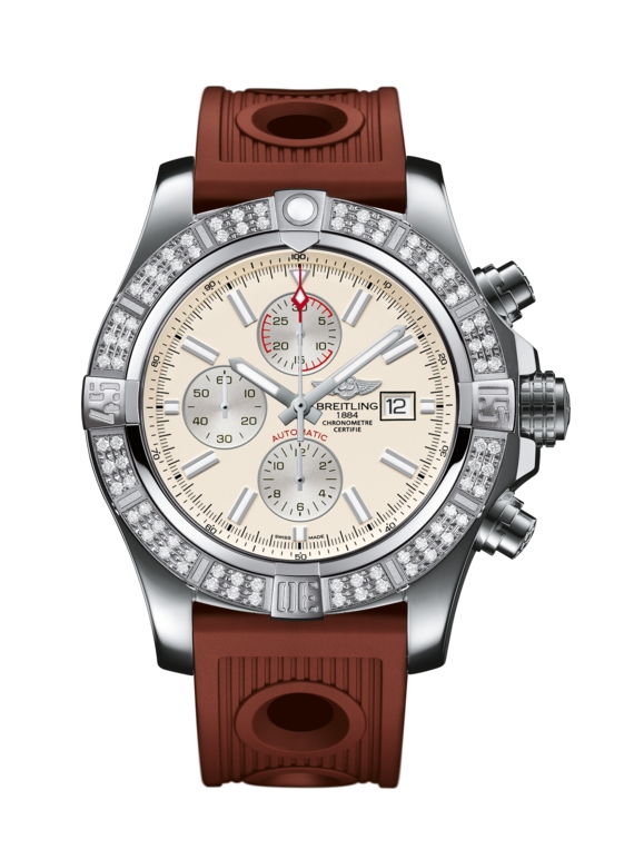 Breitling A1337153/G779/206S/A20D.2 : Super Avenger II Stainless Steel / Diamond / Stratus Silver / Rubber / Folding