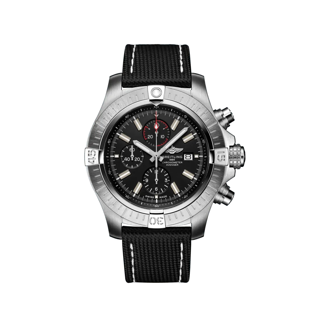 Breitling A13375101B1X1 : Avenger Chronograph 48 Stainless Steel / Black / Military / Pin