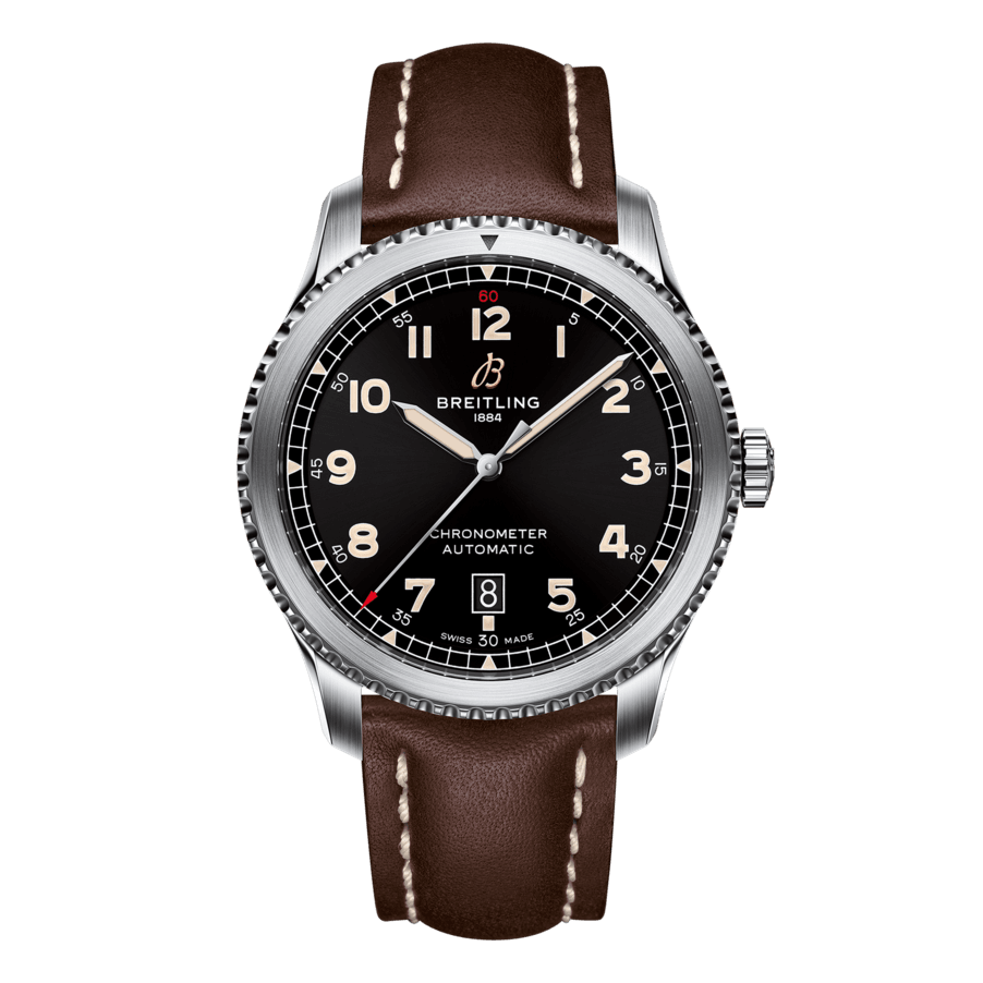 Breitling A17315101B1X4 : Aviator 8 Automatic 41 Stainless Steel / Black / Calf / Folding