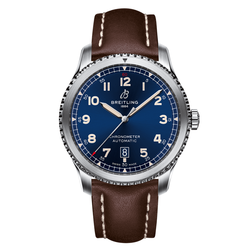 Breitling A17315101C1X3 : Aviator 8 Automatic 41 Stainless Steel / Blue / Calf / Folding