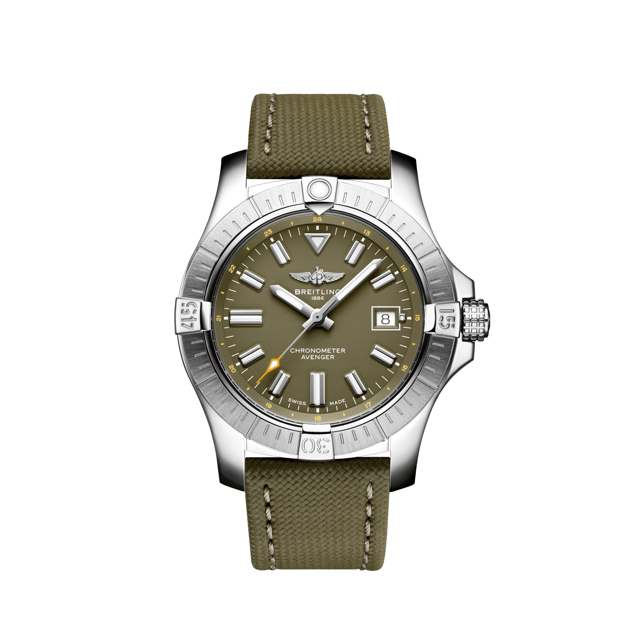Breitling A17318101L1X1 : Avenger Automatic 43 Stainless Steel / Green / Military / Pin