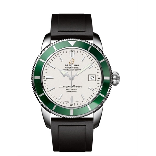 Breitling A1732136.G717.131S : Superocean Heritage 42 Stainless Steel / Green / Stratus Silver / Rubber