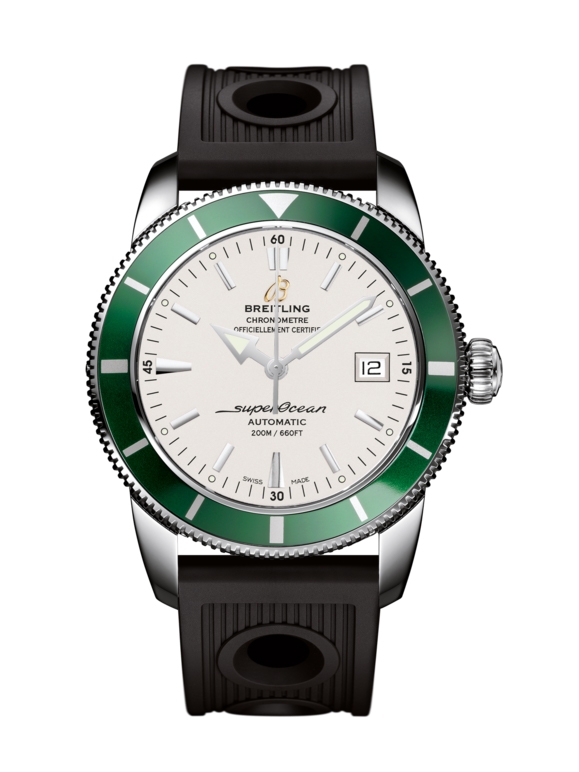 Breitling A1732136.G717.200S : Superocean Heritage 42 Stainless Steel / Green / Stratus Silver / Rubber