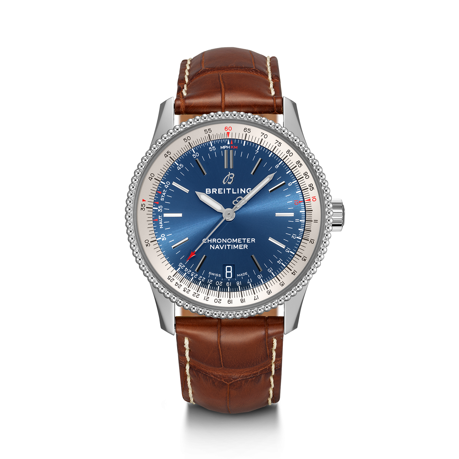 Breitling A17325211C1P4 : Navitimer 1 38 Automatic Stainless Steel / Blue / Croco / Folding