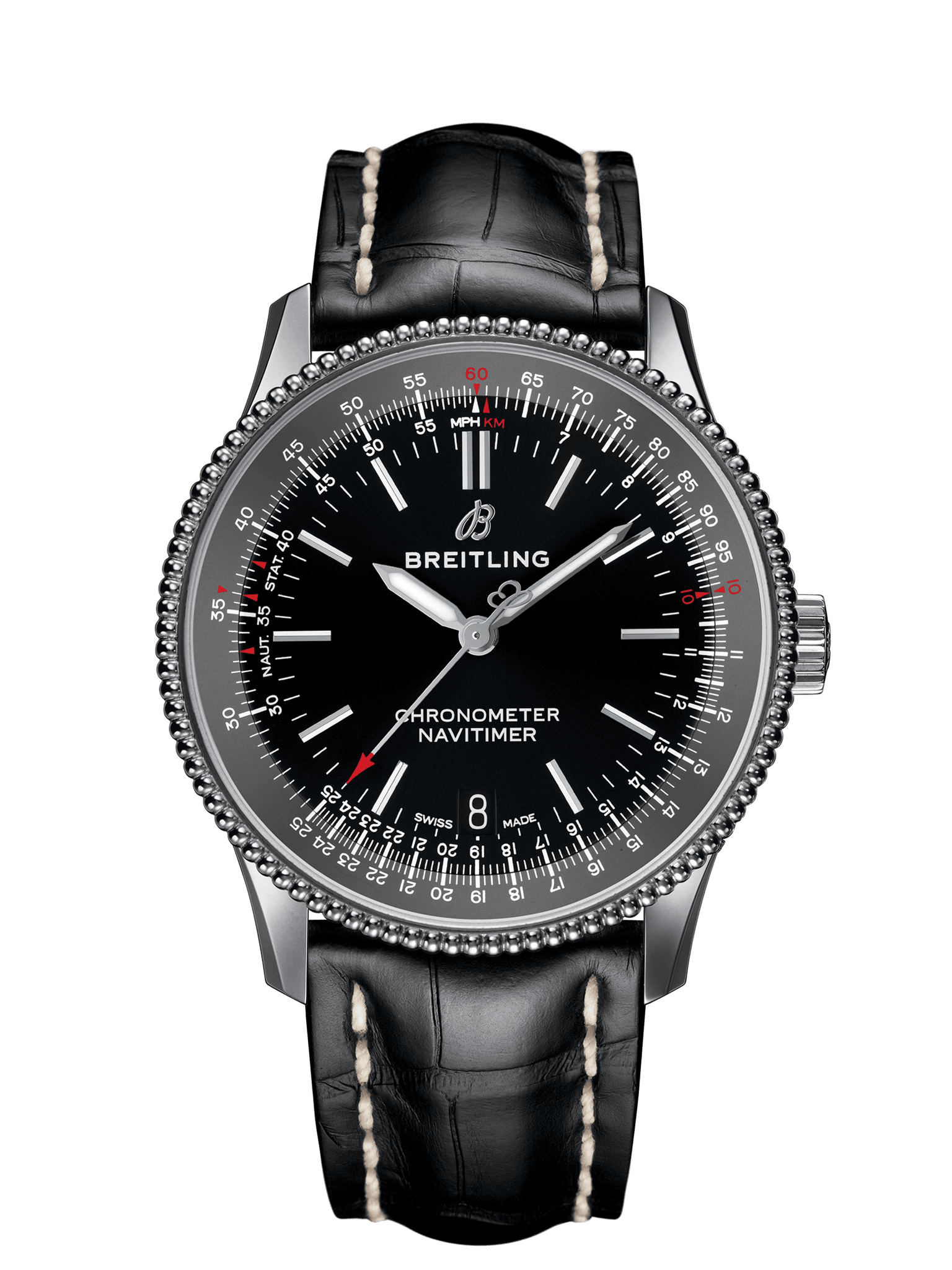 Breitling A17325241B1P1 : Navitimer 1 38 Automatic Stainless Steel / Black / Croco / Pin