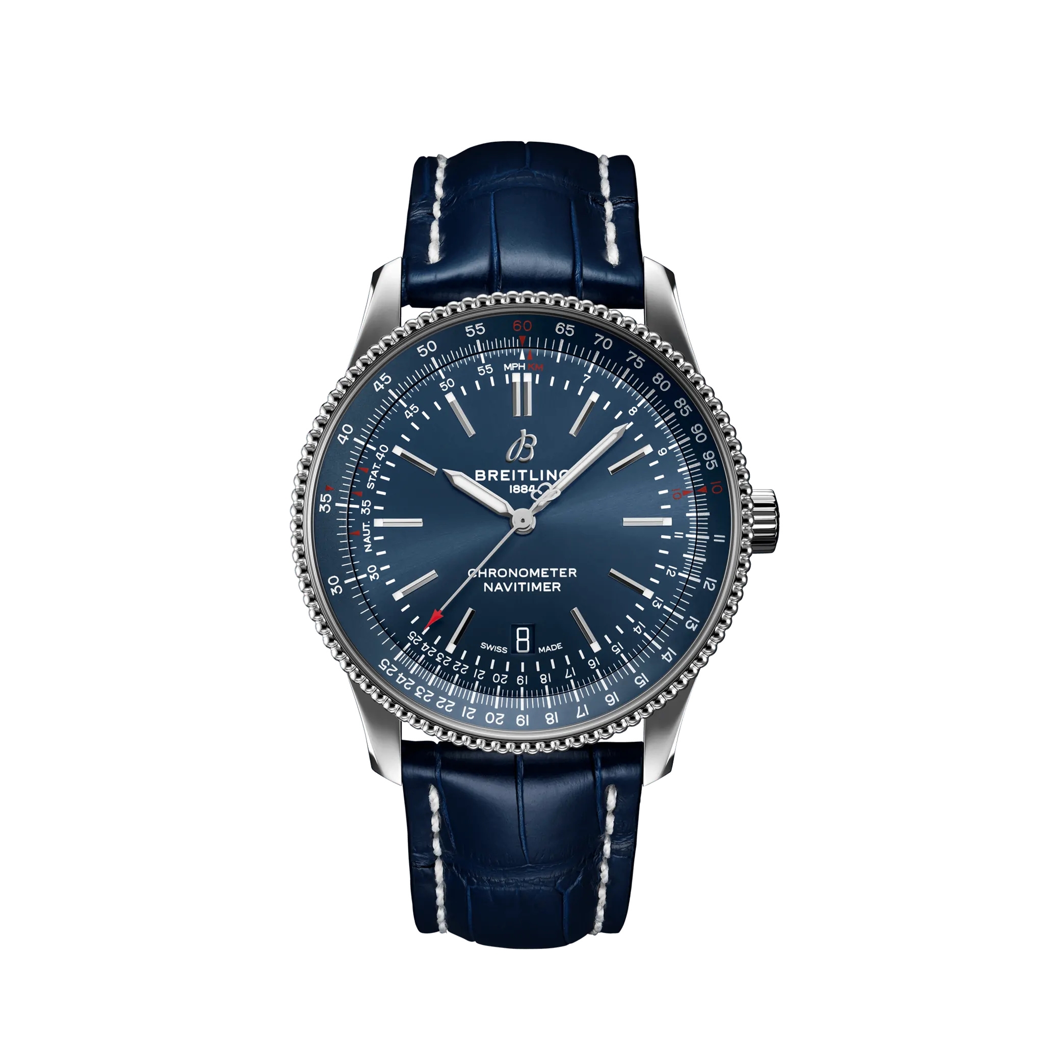 Breitling A17326161C1P4 : Navitimer Automatic 41 Automatic Stainless Steel / Blue / Croco / Folding