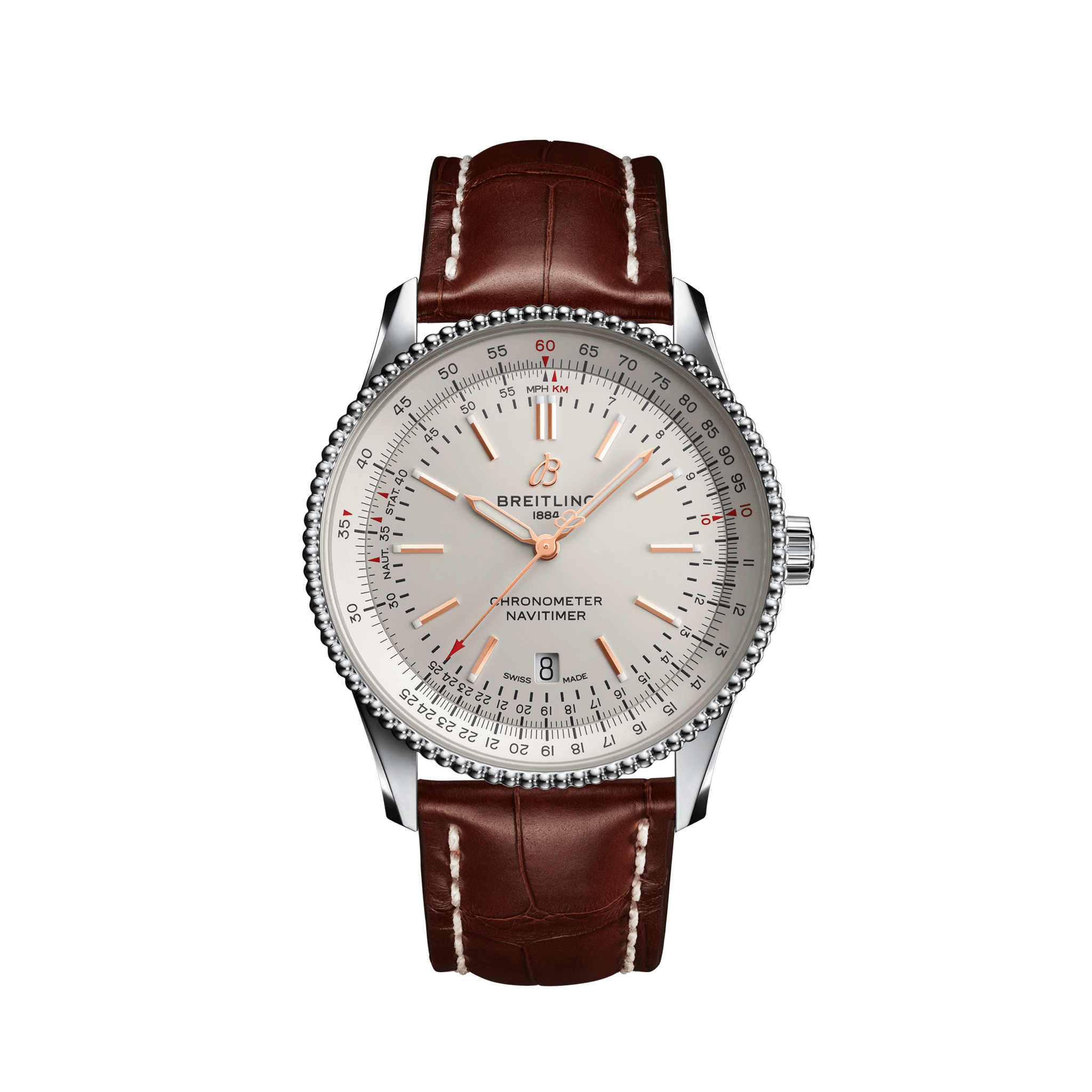 Breitling A17326211G1P2 : Navitimer Automatic 41 Automatic Stainless Steel / Silver / Croco / Folding