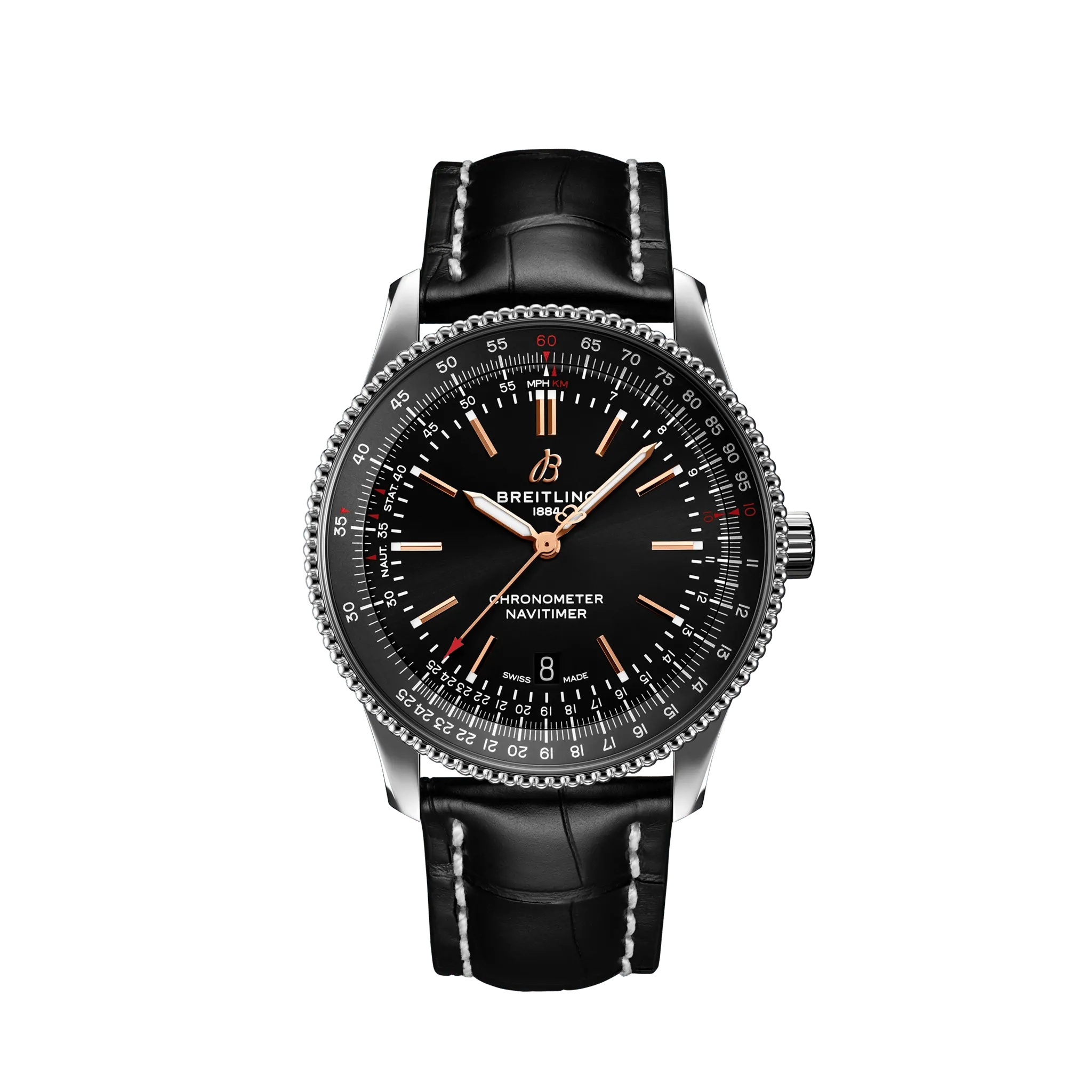 Breitling A17326241B1P2 : Navitimer Automatic 41 Automatic Stainless Steel / Black / Croco / Pin