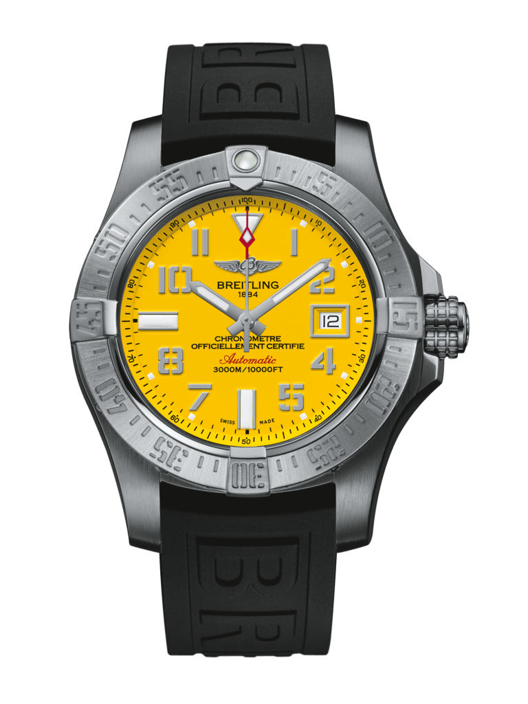 Breitling A17331101I1S1 : Avenger II Seawolf Stainless Steel / Cobra Yellow / Rubber / Folding
