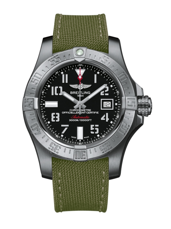Breitling A1733110/BC31/106W/A20BASA.1 : Avenger II Seawolf Stainless Steel / Volcano Black / Military / Pin