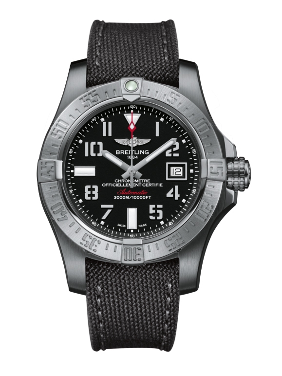 Breitling A1733110/BC31/109W : Avenger II Seawolf Stainless Steel / Volcano Black / Military / Pin