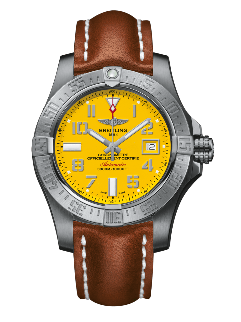 Breitling A1733110/I519/434X/A20DSA.1 : Avenger II Seawolf Stainless Steel / Cobra Yellow / Calf / Folding