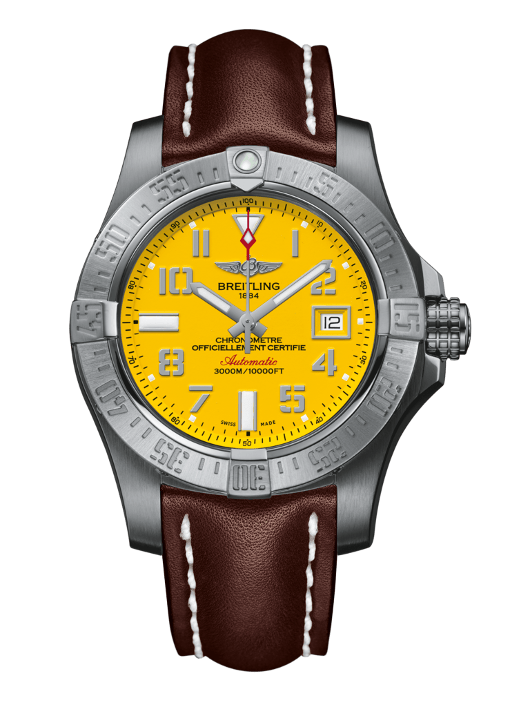Breitling A1733110/I519/437X/A20BASA.1 : Avenger II Seawolf Stainless Steel / Cobra Yellow / Calf / Pin