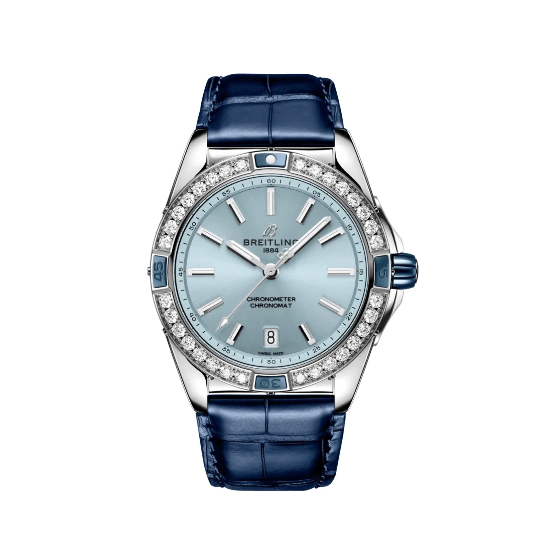 Breitling A17356531C1P1 : Super Chronomat 38 Stainless Steel / Ice Blue / Alligator