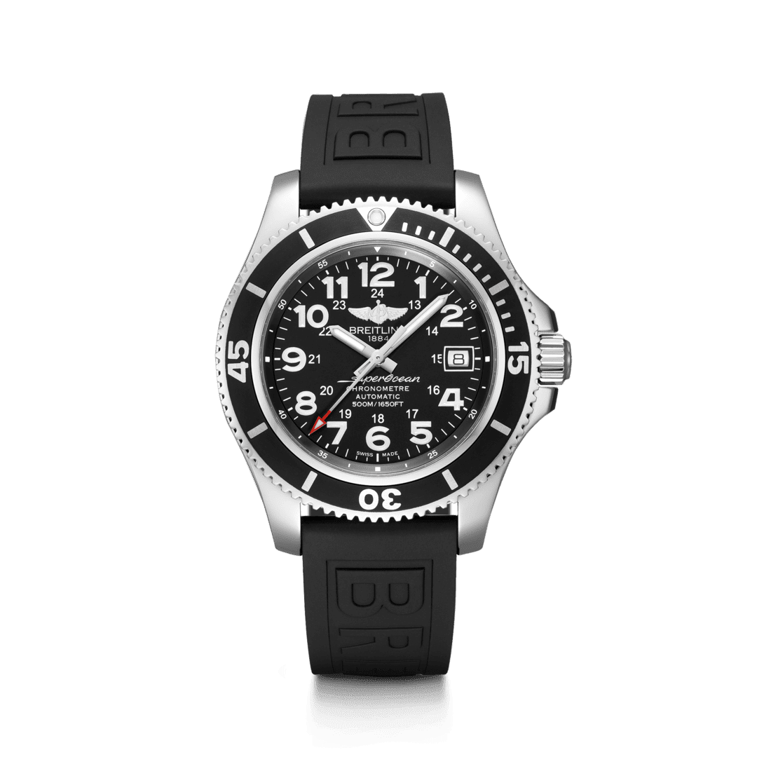 Breitling A17365C91B1S1 : Superocean II 42 Stainless Steel / Volcano Black / Rubber / Pin