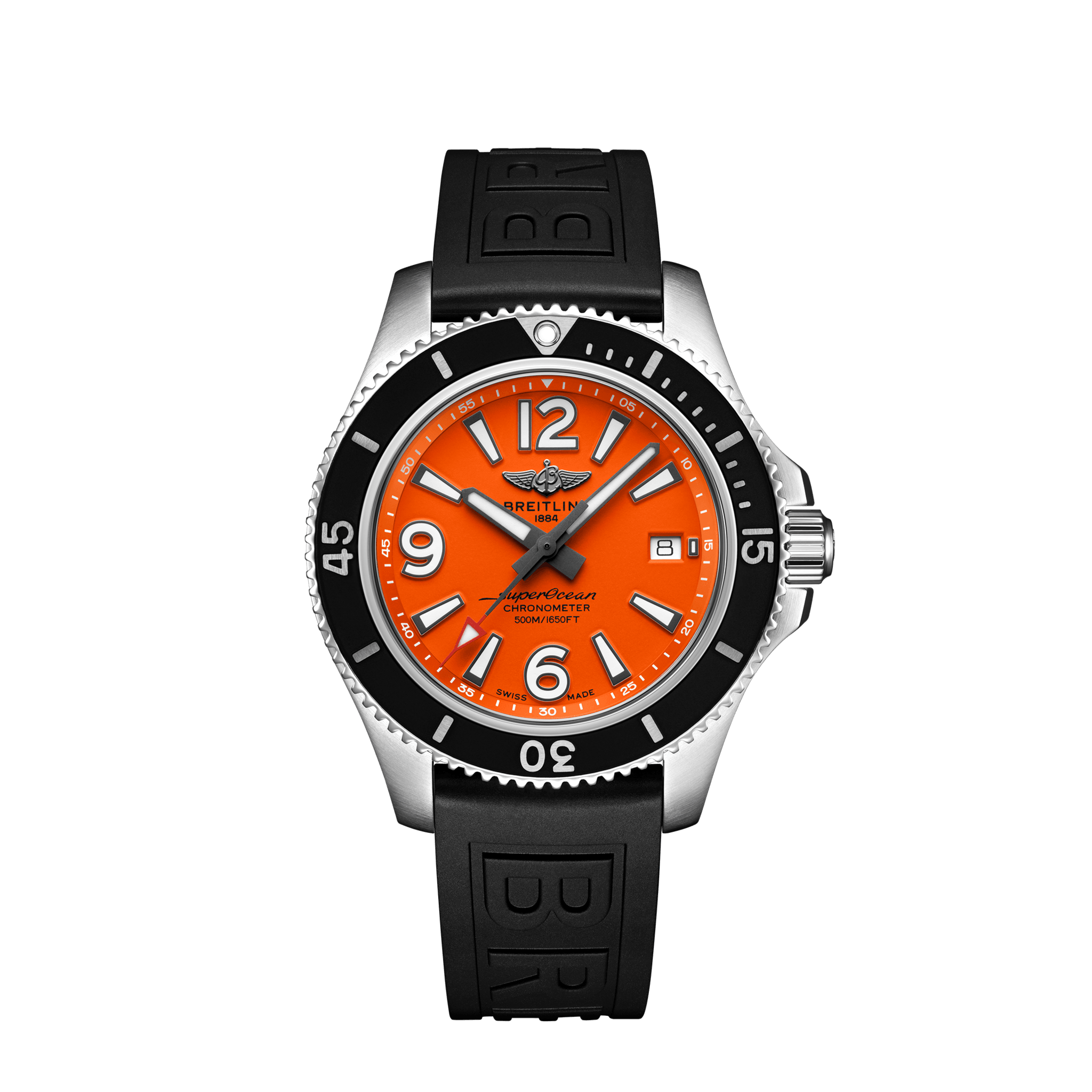 Breitling A17366D71O1S1 : Superocean 42 Stainless Steel / Orange / Rubber / Pin