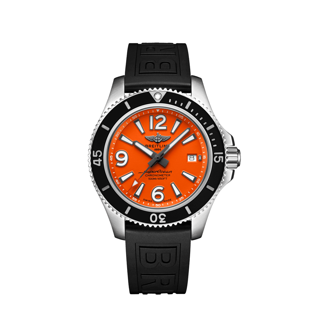 Breitling A17366D71O1S2 : Superocean 42 Stainless Steel / Orange / Rubber / Folding