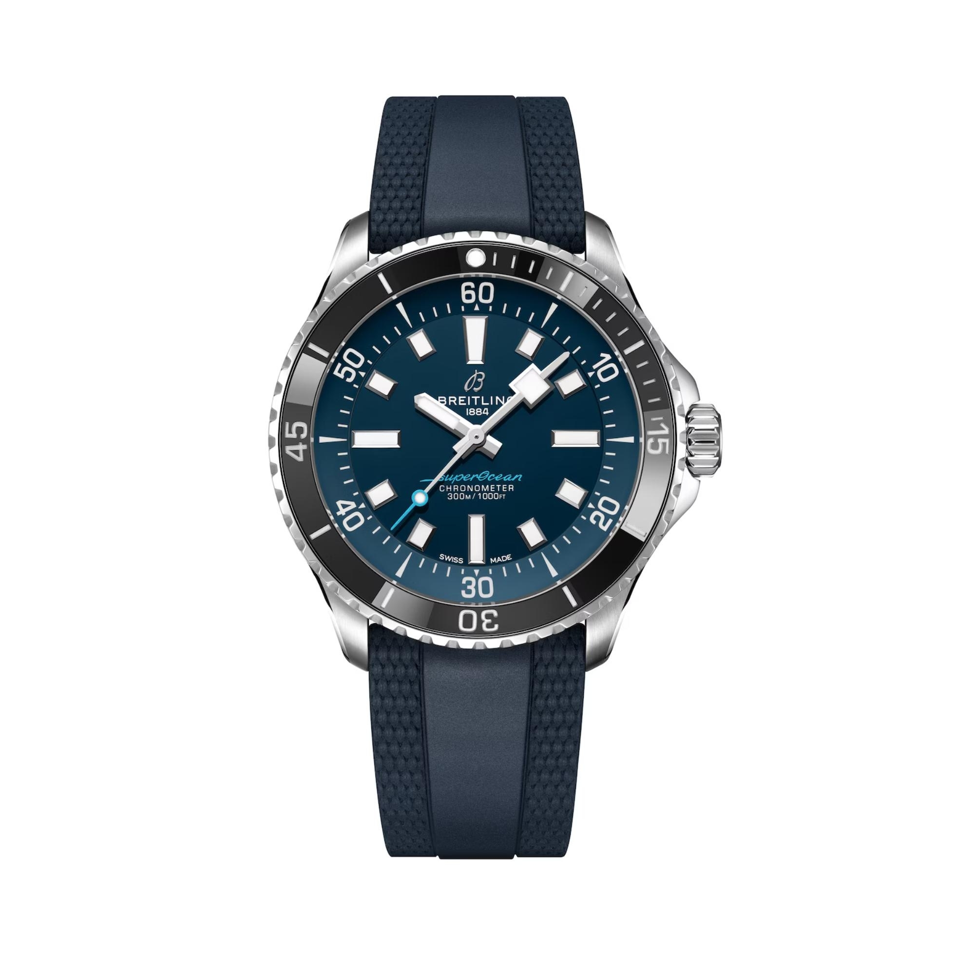 Breitling A17375A41C1S1 : SuperOcean Automatic 42 Stainless Steel / Watches of Switzerland Group / Rubber