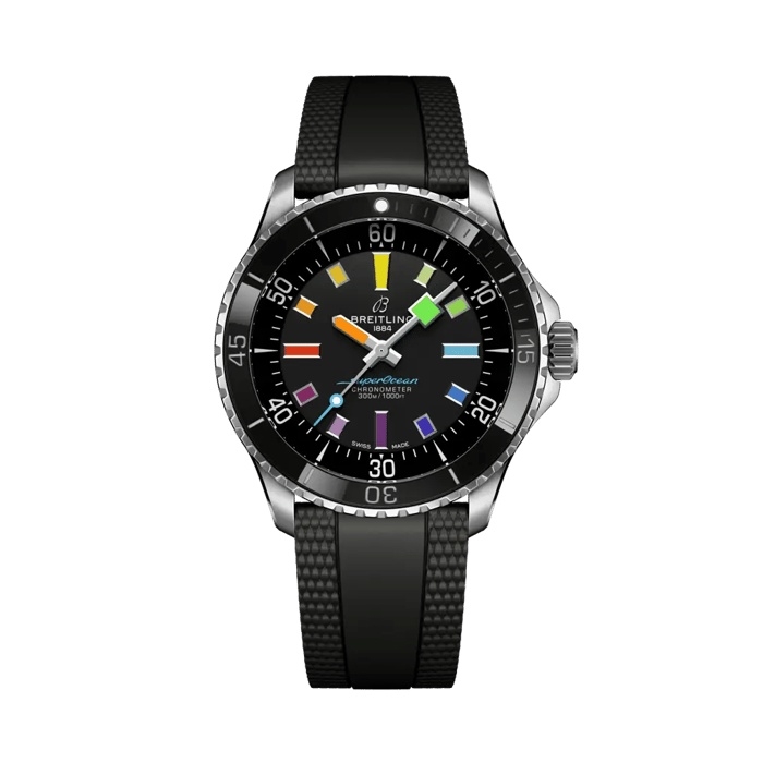 Breitling A17375A51B2S1 : SuperOcean Automatic 42 Stainless Steel / Black - Rainbow / Rubber