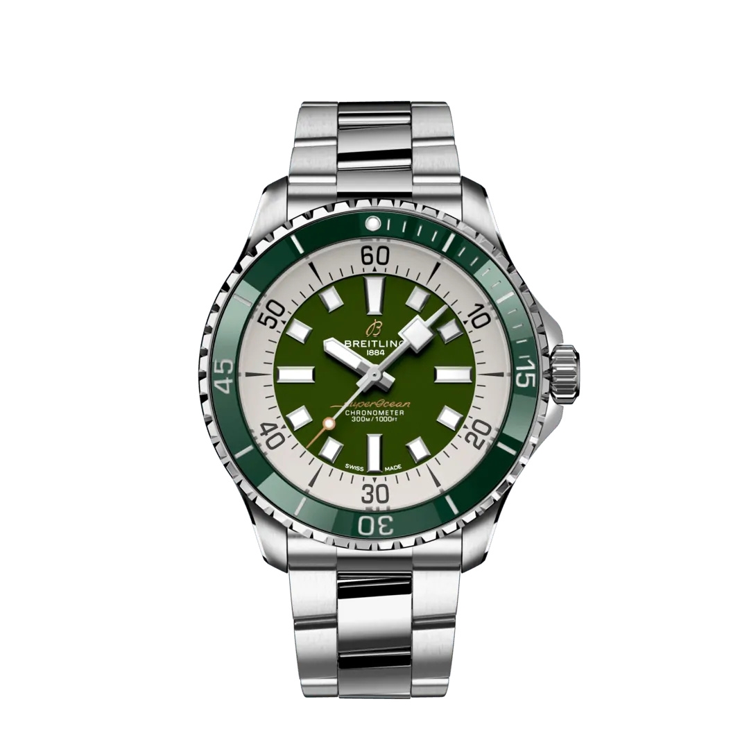 Breitling A17376A31L1A1 : SuperOcean Automatic 44 Stainless Steel / Green / Bracelet