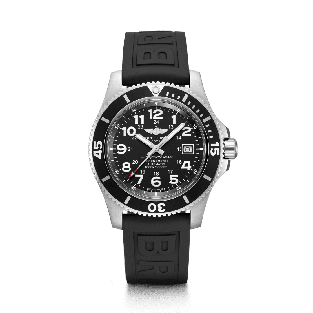 Breitling A17392D71B1S1 : Superocean II 44 Stainless Steel / Black / Volcano Black / Rubber / Pin
