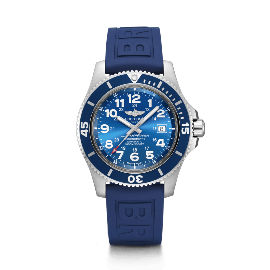Breitling A17392D81C1S1 : Superocean II 44 Stainless Steel / Blue / Mariner Blue / Rubber / Pin