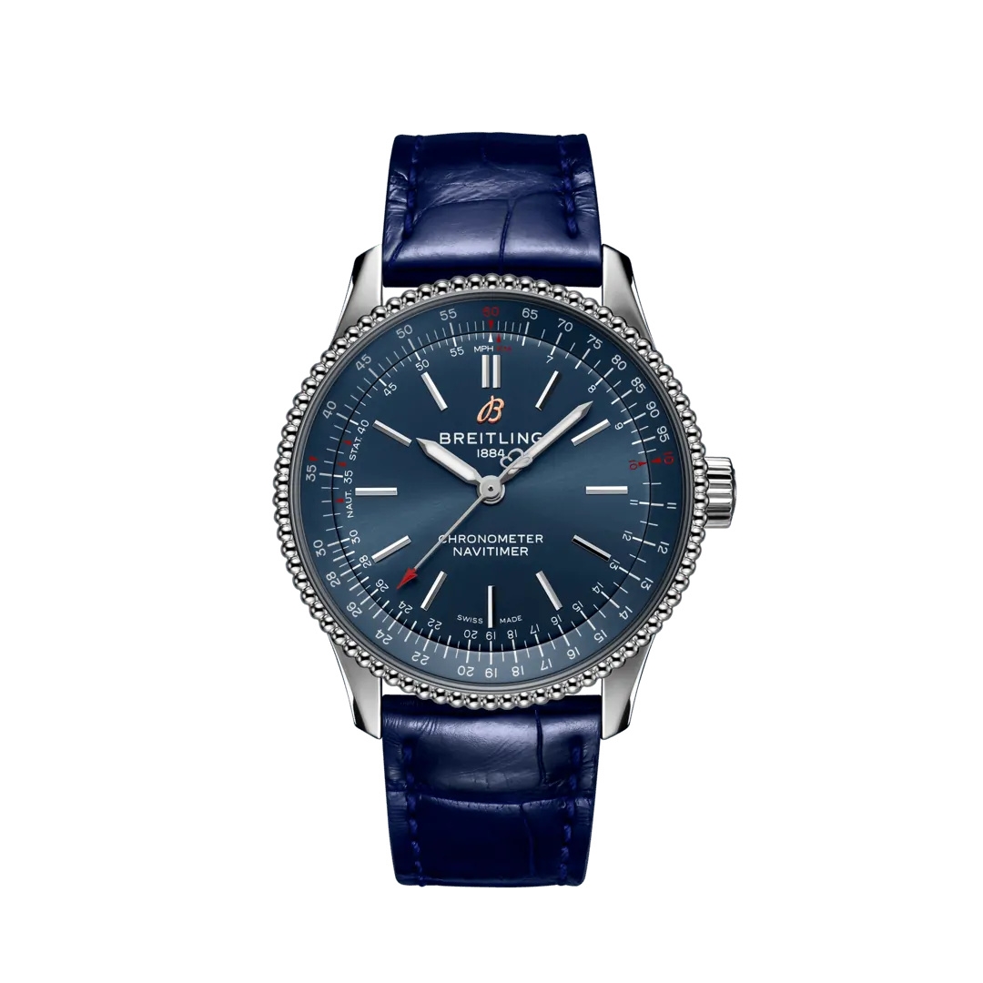 Breitling A17395161C1P2 : Navitimer 1 35 Automatic Stainless Steel / Blue / Croco / Folding