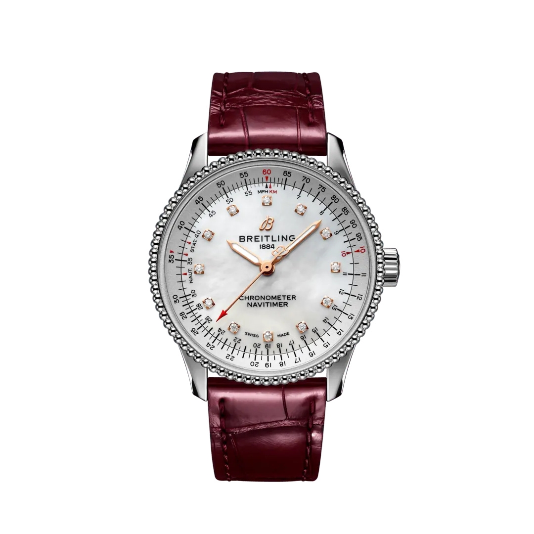Breitling A17395211A1P1 : Navitimer 1 35 Automatic Stainless Steel / MOP / Croco / Pin