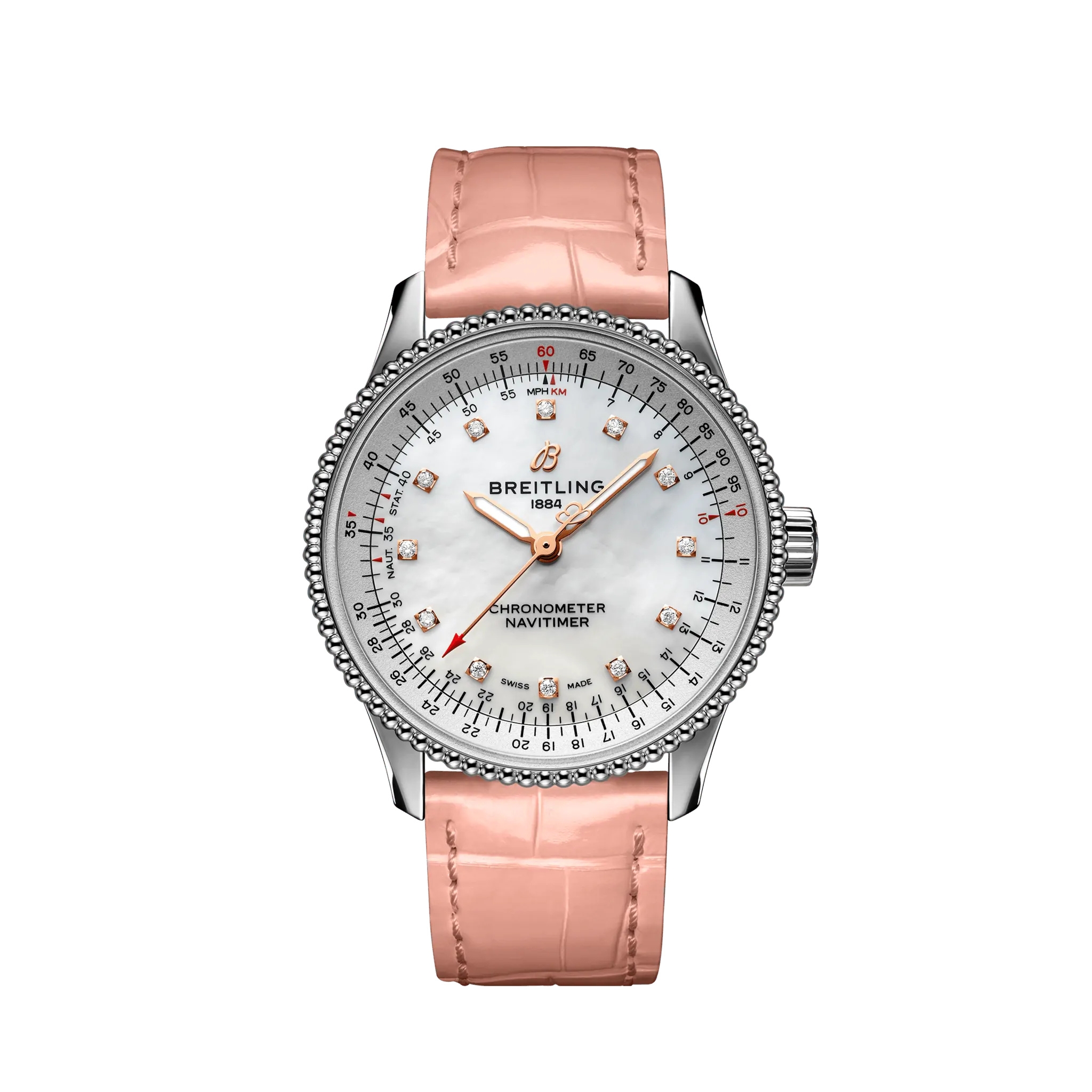 Breitling A17395211A1P3 : Navitimer 1 35 Automatic Stainless Steel / MOP / Croco / Pin
