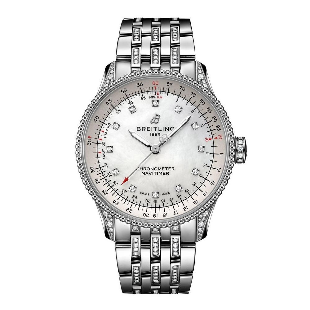 Breitling A17395721G1A1 : Navitimer 1 35 Automatic Stainless Steel - Diamond / MOP / Bracelet