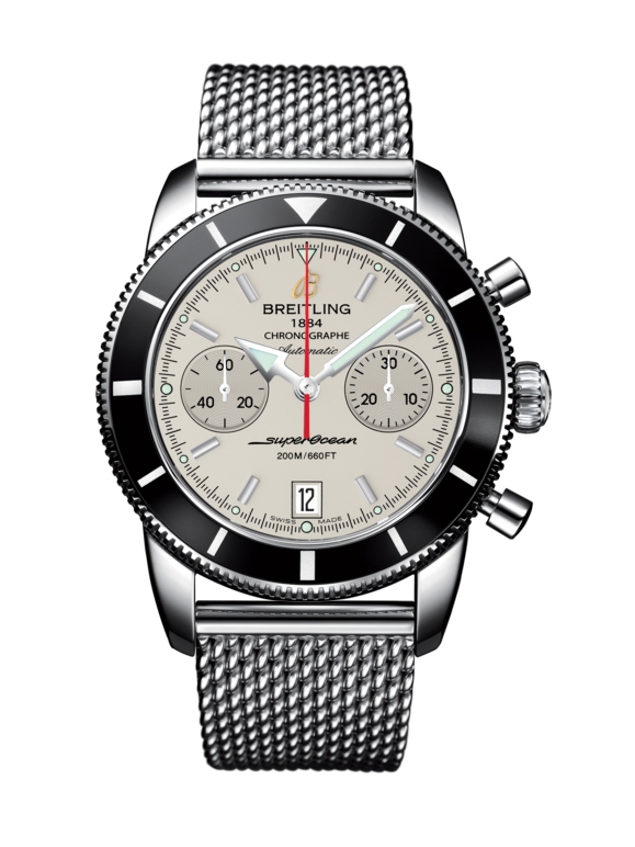 Breitling A2337024.G753.154A : Superocean Heritage 44 Chronograph Stainless Steel / Black / Silver / Milanese