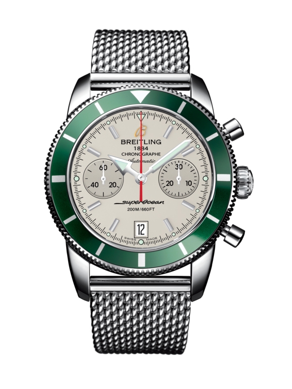 Breitling A2337036.G753.154A : Superocean Heritage 44 Chronograph Stainless Steel / Green / Silver / Milanese