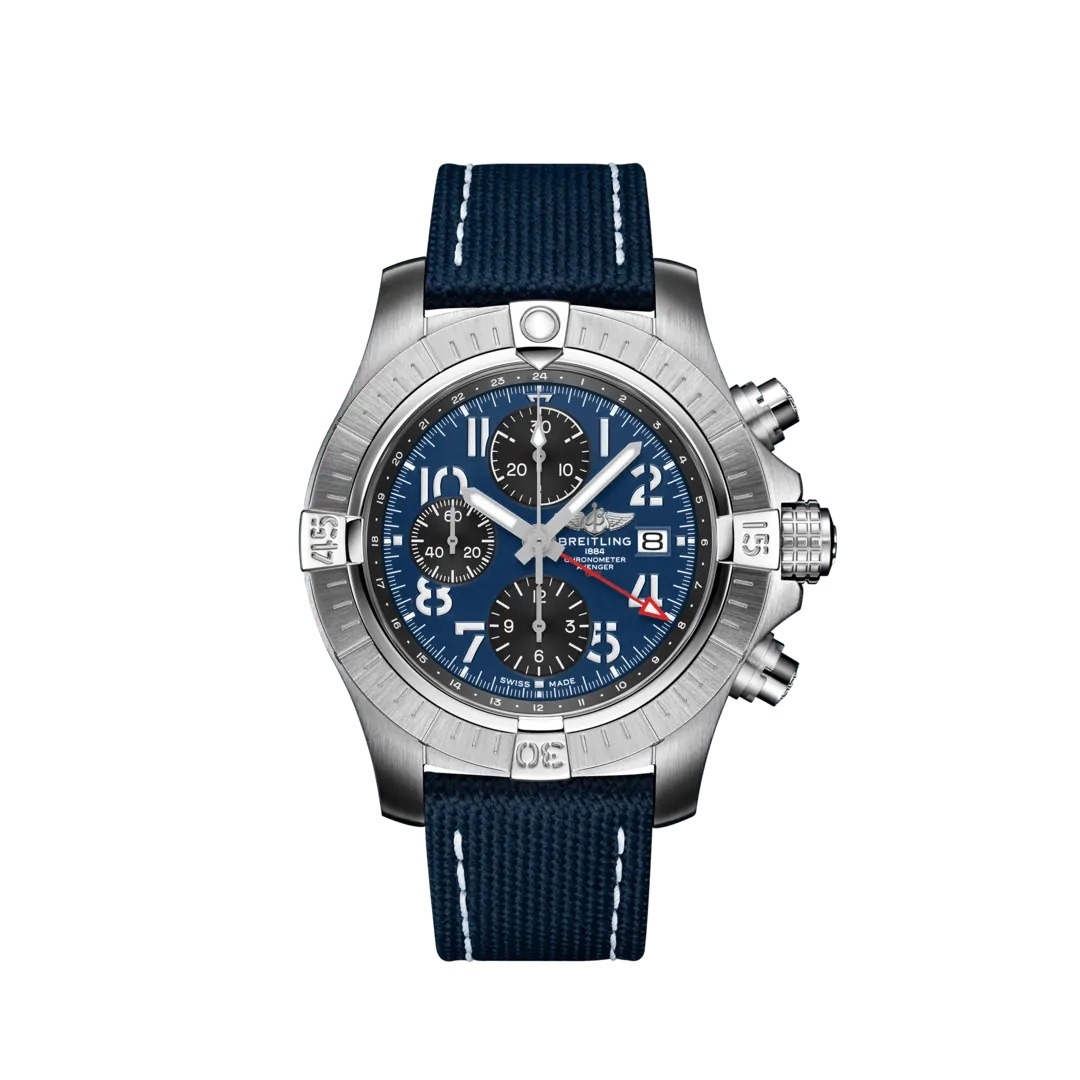 Breitling A24315101C1X2 : Avenger Chronograph GMT 45 Stainless Steel / Blue / Strap - Folding